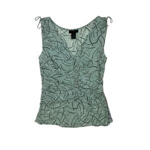 Y2k The Limited Baby Blue Printed Silk Sleeveless Blouse